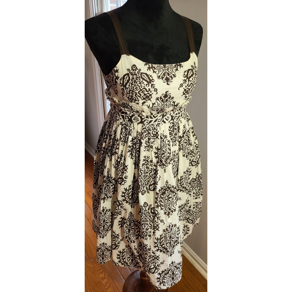 Patrick Robinson Jrs for Target Brown White Geo Damask Dress Sundress Babydoll